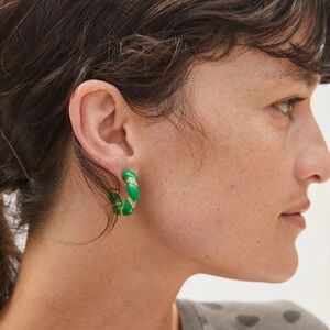 Clare V Enamel Twisted Hoop Earrings